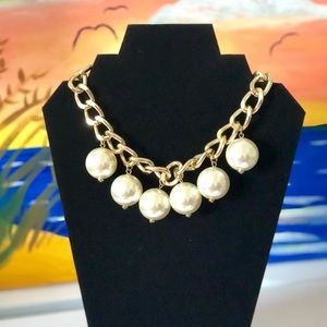 Faux Gold And Pearl Necklace